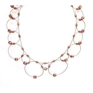 Champagne Pink Illusion Choker Floating Bead Necklace